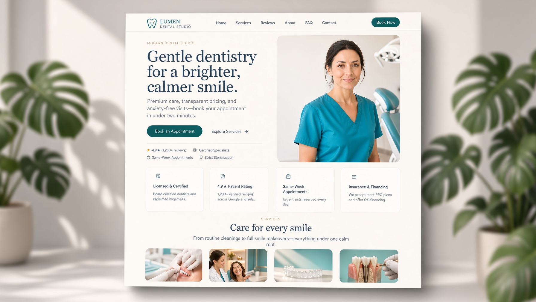 Lumen Dental Studio website template preview