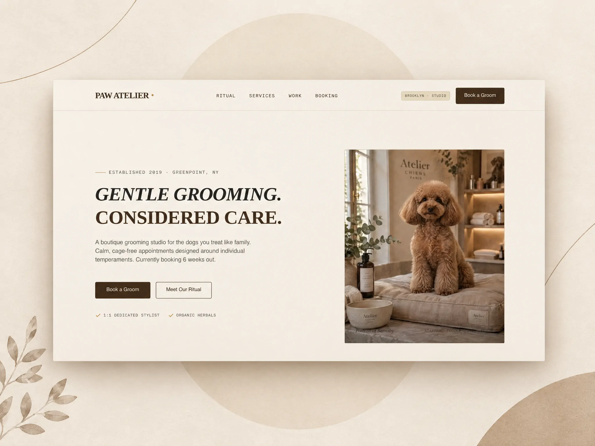 Boutique Pet Grooming Studio website template preview
