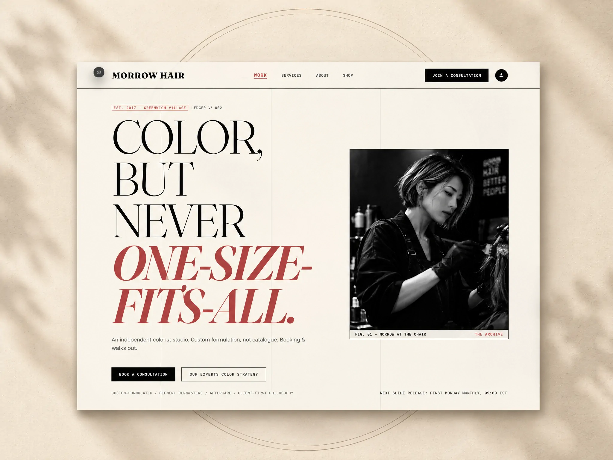 Morrow Hair - Independent Colorist Studio website template preview