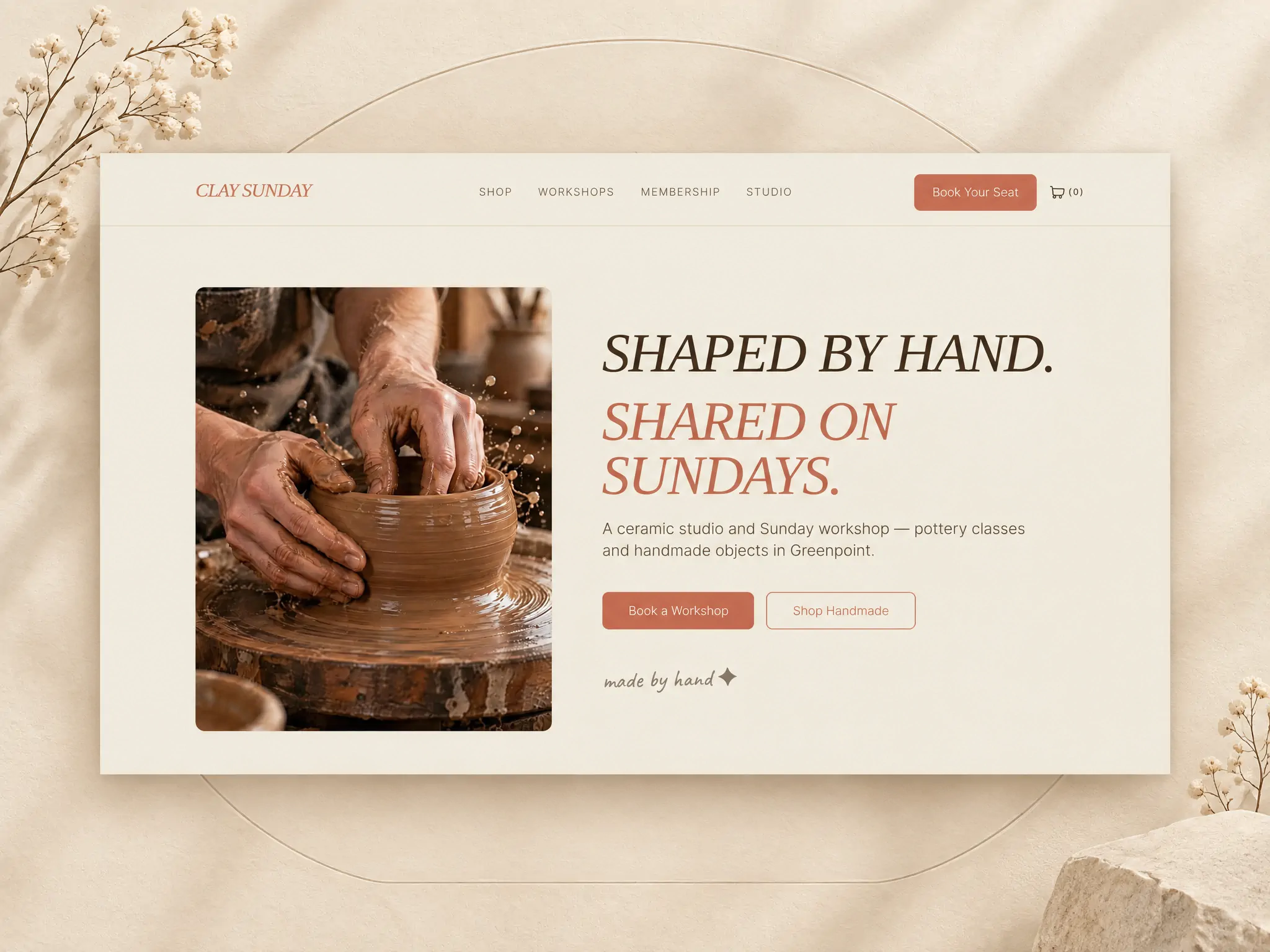 Clay Sunday - Ceramic & Workshop Studio website template preview